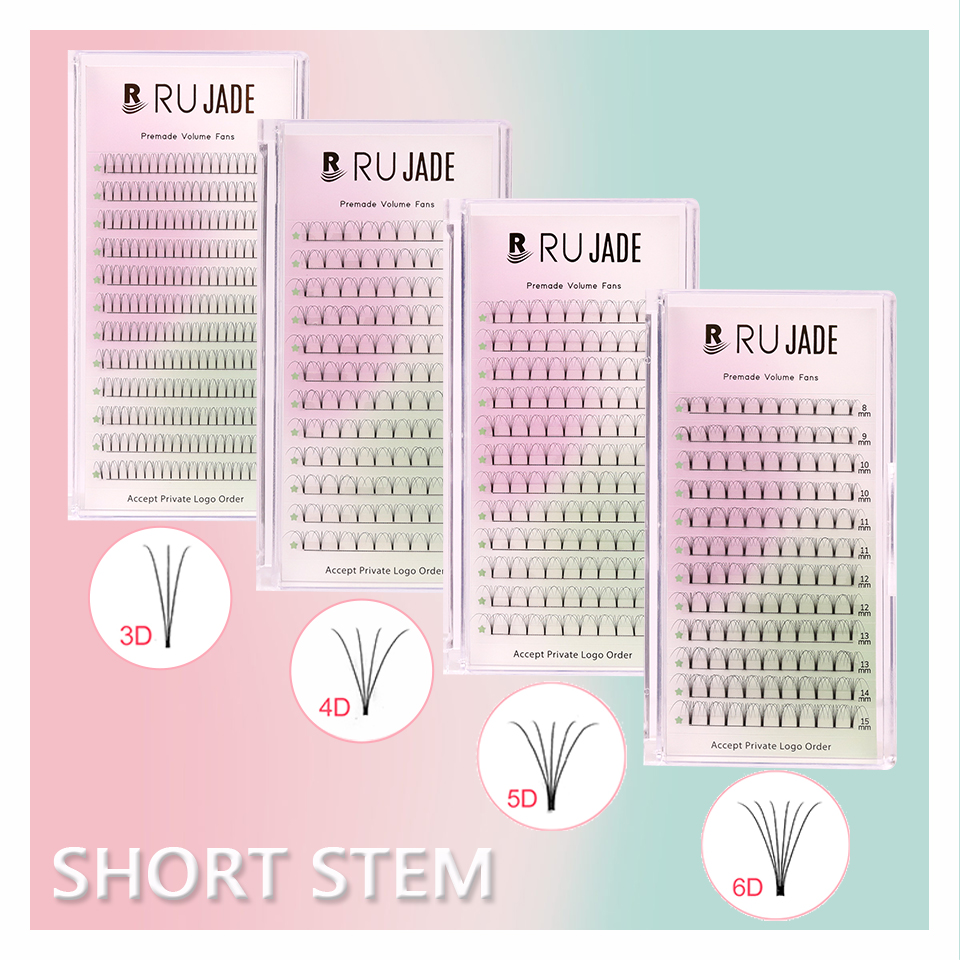 Eyelash Extension Korea Natural - Rujade Premade Volume Fans Short Stem