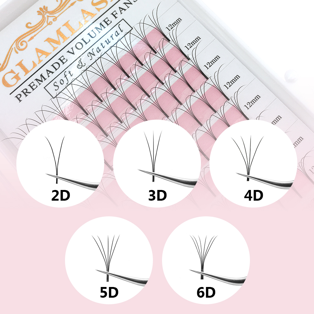 GLAMLASH 2D-6D premade volume  - Eyelash Extension Korea Natural avaliação e preço