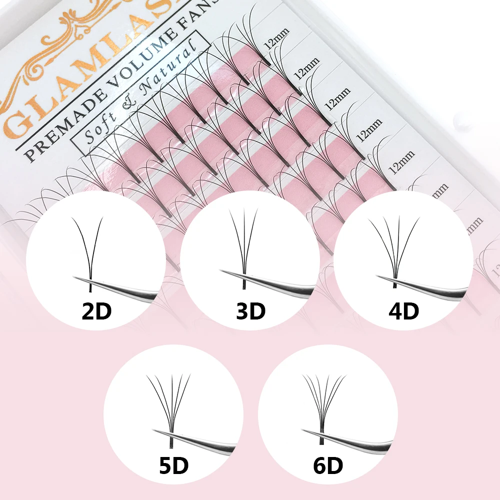 GLAMLASH 2D-6D premade volume  - Eyelash Extension Korea Natural avaliação e preço